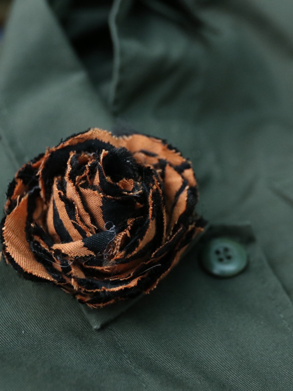 Men's Fabric Lapel Flower Pin - Black & Brown